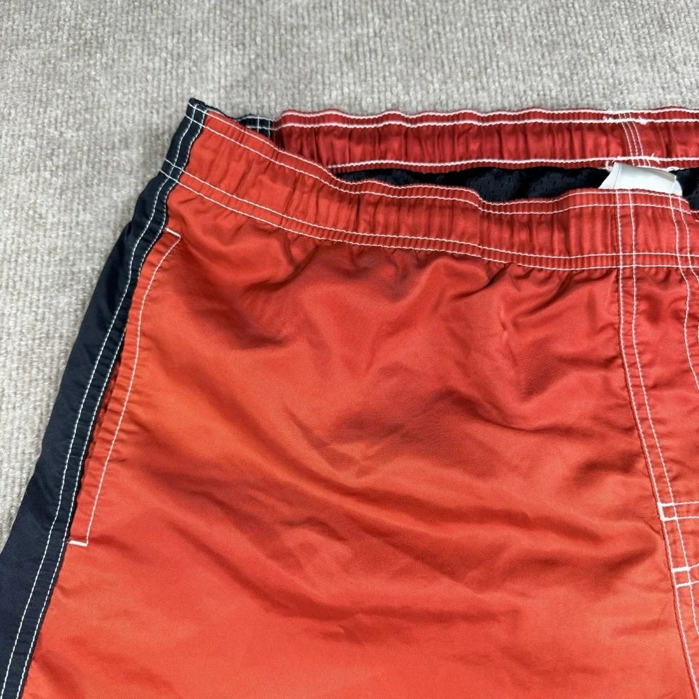 VTG Nike Y2K Swim Trunks Shorts Mens XL Red Black Striped Mesh‎ Lining Board